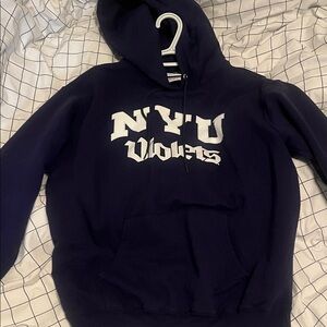 Champion Navy Blue Hoodie with White Print